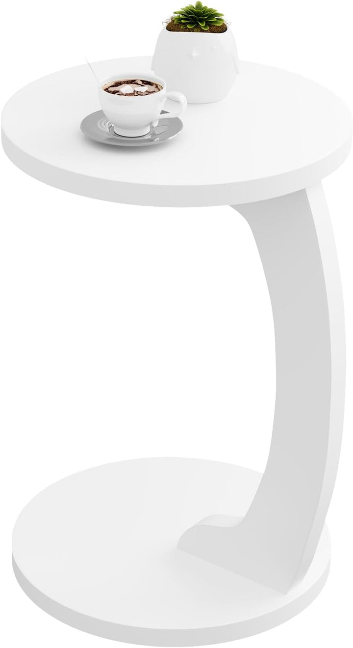 WOLTU Beistelltisch C Form, Couchtisch rund, Sofatisch Kaffeetisch Wohnzimmertisch Abstelltisch, Kle