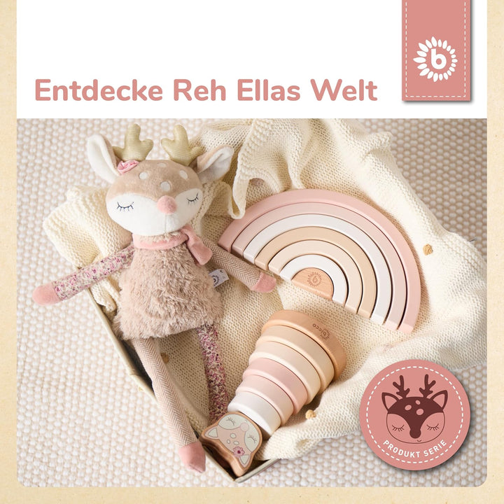 Bieco Stapelturm REH Ella | Nachhaltiges Holz FSC® | 19 cm | Steckspielzeug ab 1 Jahr, Reh Ella