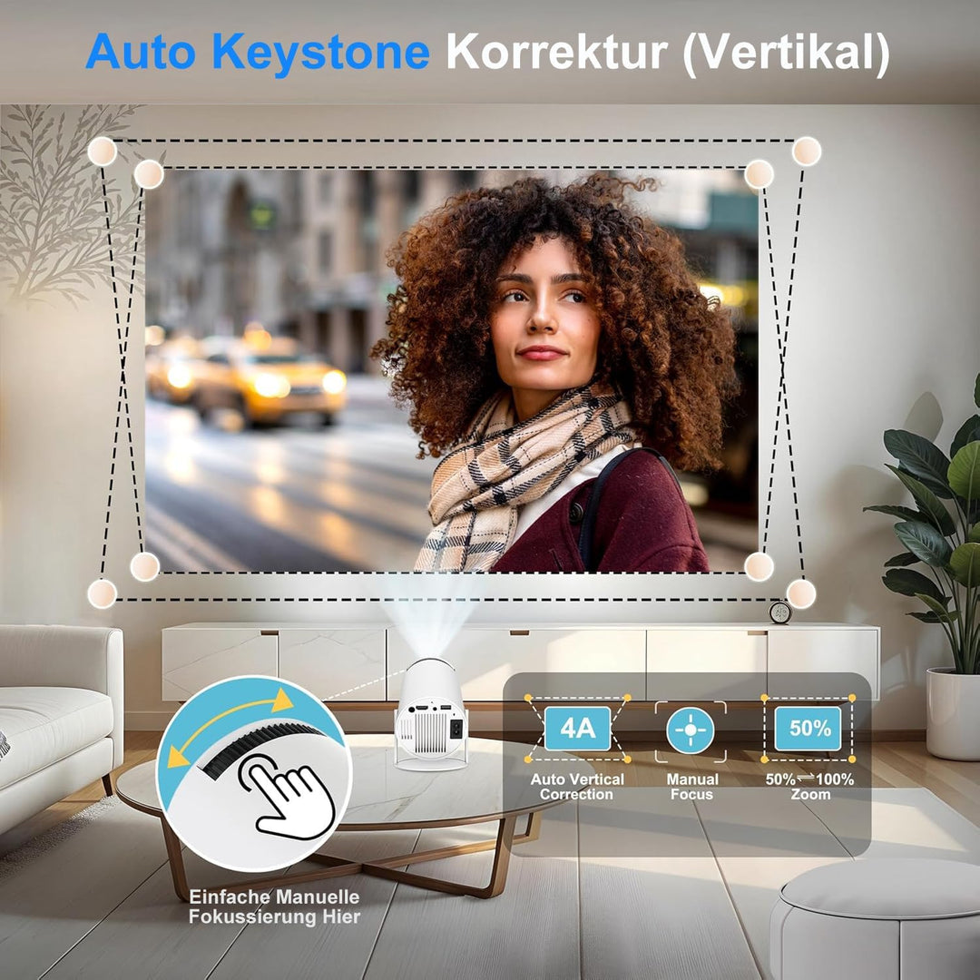 Mini Projektor mit WiFi 6 und BT 5.2, Full HD 1080P Unterstützt Mini Beamer, Portabler Heimkino Beam