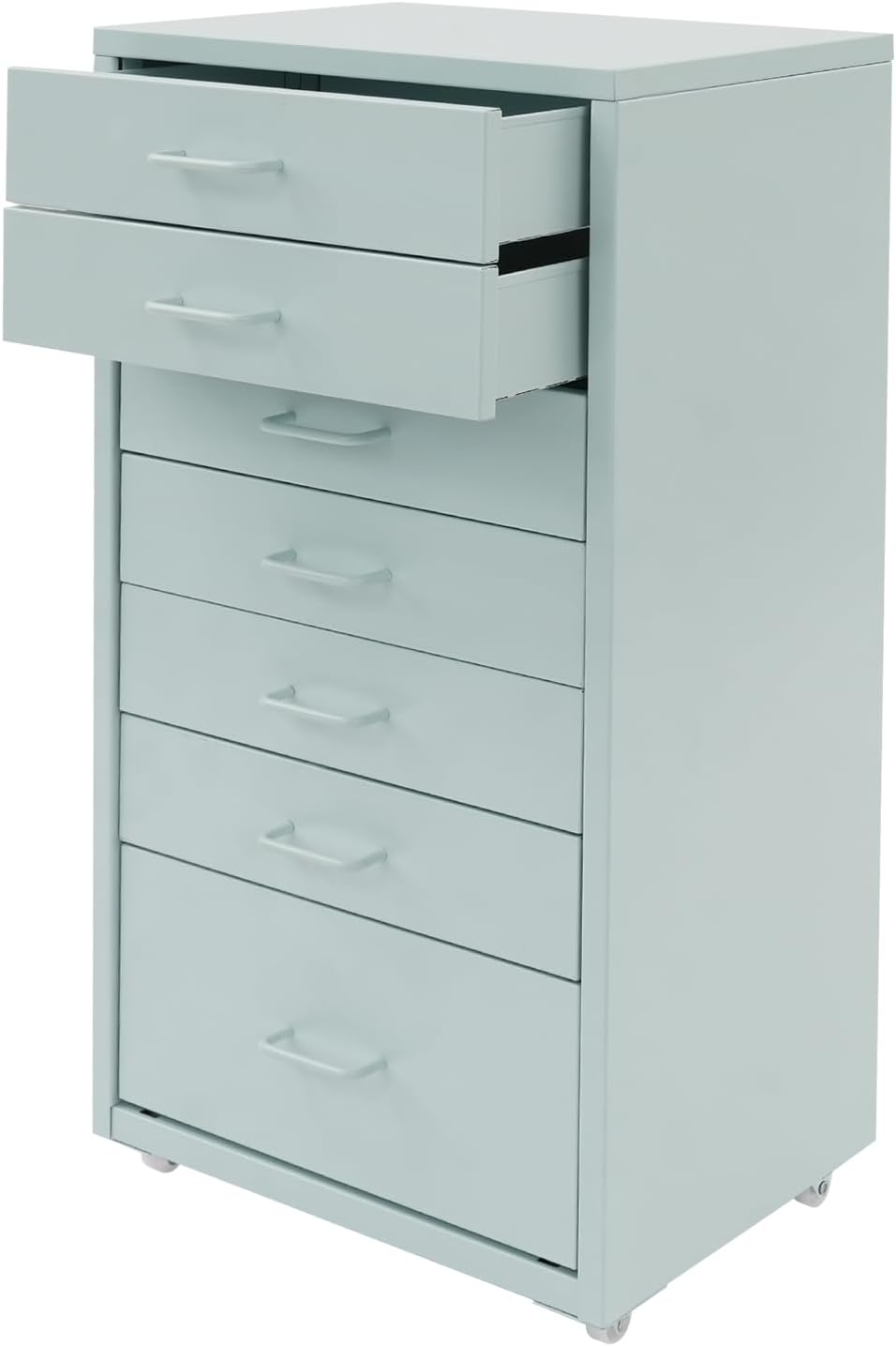 Mobiler Aktenschrank, Rollcontainer mit 7 Schubladen Metall-Nachttisch Schubladenschrank Rollschrank