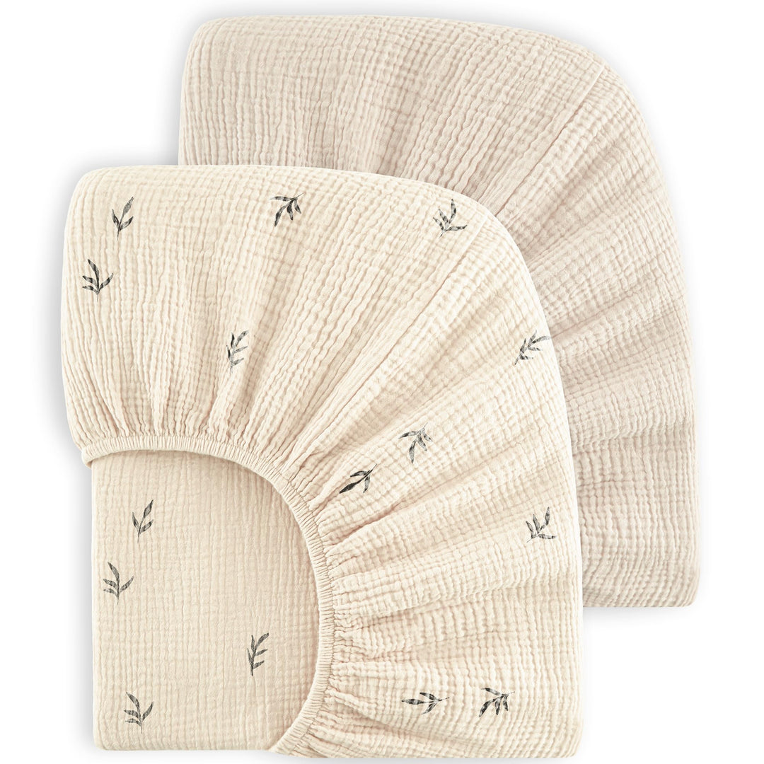 Bearmoss 2er Set Kinder Spannbettlaken,Musselin-Bettlaken 100% Baumwolle Baby-Bettlaken 60x120cm/140