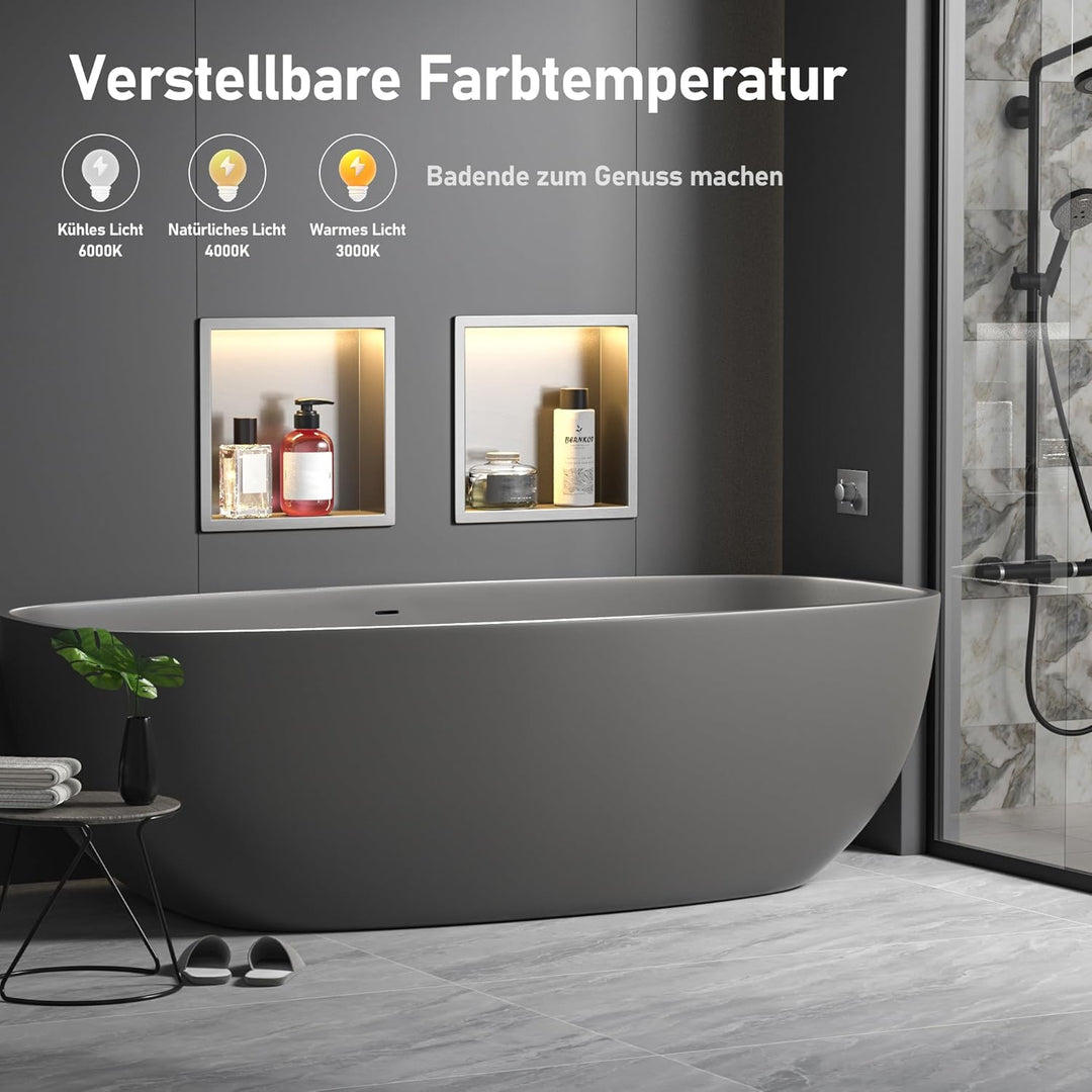 Wandnische Dusche Edelstahl mit LED,Duschnische mit Beleuchtung für Badezimmer Aufbewahrung,Einbau-N