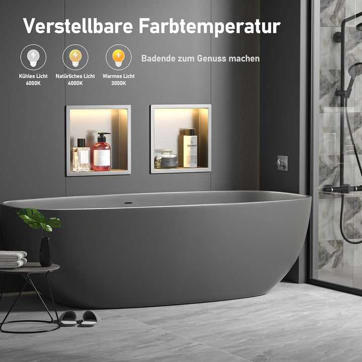 Wandnische Dusche Edelstahl mit LED,Duschnische mit Beleuchtung für Badezimmer Aufbewahrung,Einbau-N