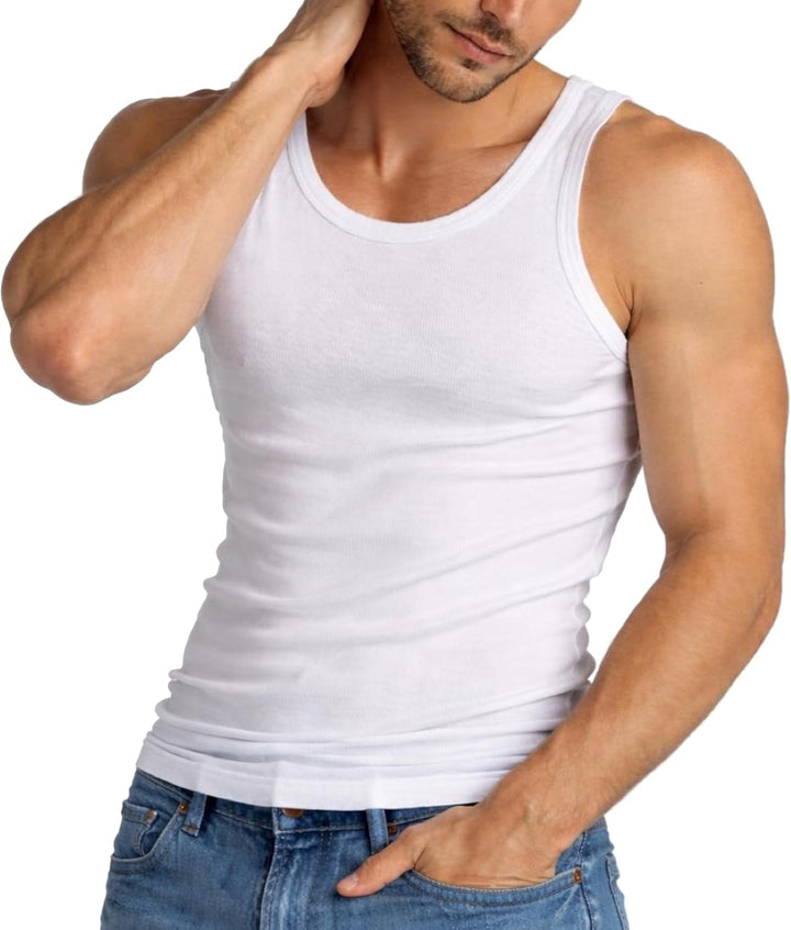 2 | 4 | 6 | 10 Pack Herren Unterhemden Marke Cocain - Achselhemd 100% Baumwolle - Weiss FEINRIPP - G