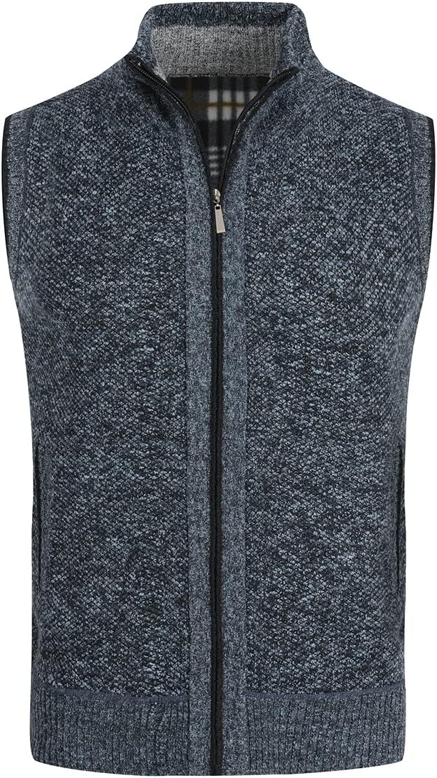 YOUTHUP Herren Weste Fleece Fütterung Winter Frühling Strickjacke Ärmellose Fleecejacke Stehkragen S