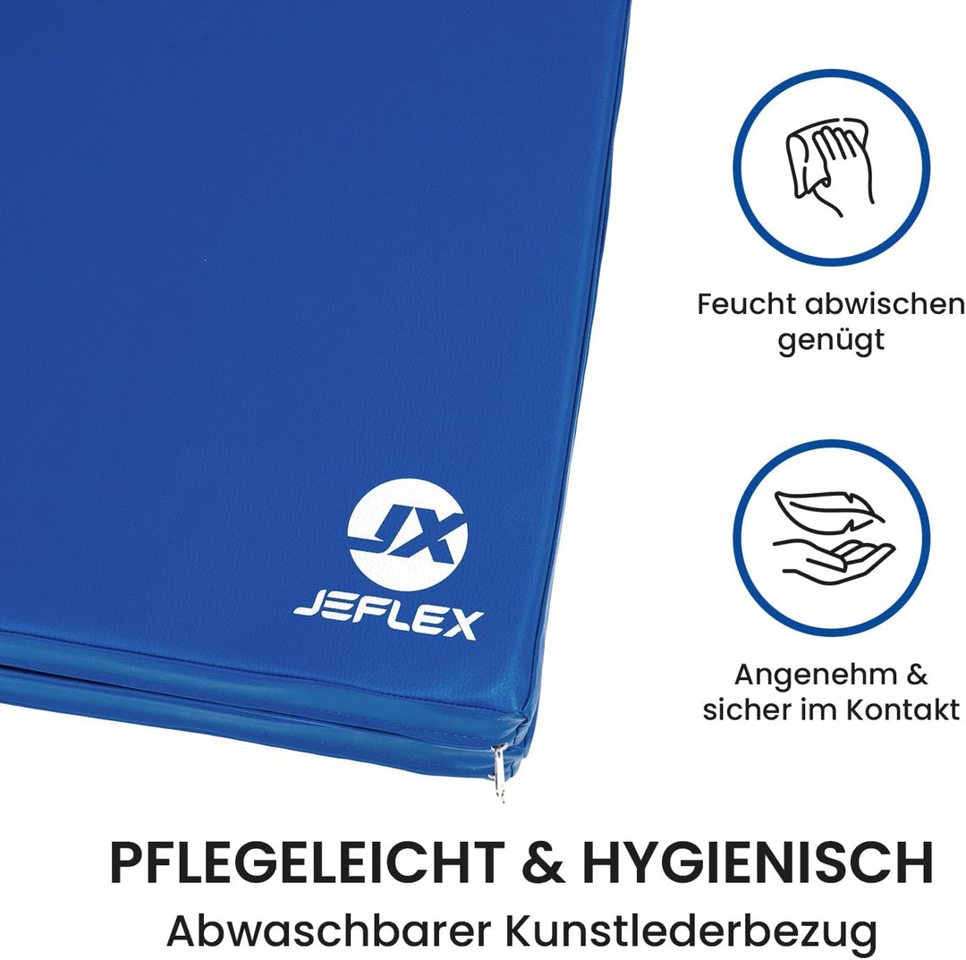 Jeflex – Klappbare Weichbodenmatte & Turnmatte 1 Mal klappbar - 200 x 70 x 8 cm - MADE IN GERMANY/Gy
