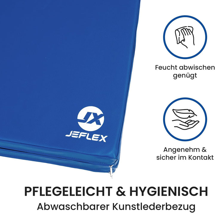 Jeflex – Klappbare Weichbodenmatte & Turnmatte 1 Mal klappbar - 200 x 70 x 8 cm - MADE IN GERMANY/Gy