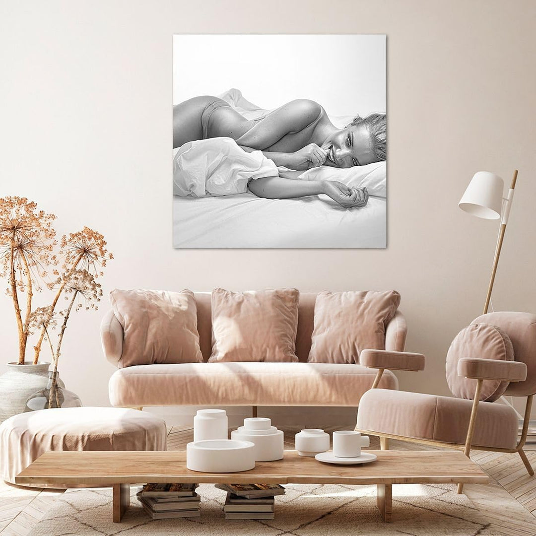 Bilder auf Leinwand 70x70cm Leinwandbild Weiblich mode modell posieren Gross Wanddeko Bild Schlafzim