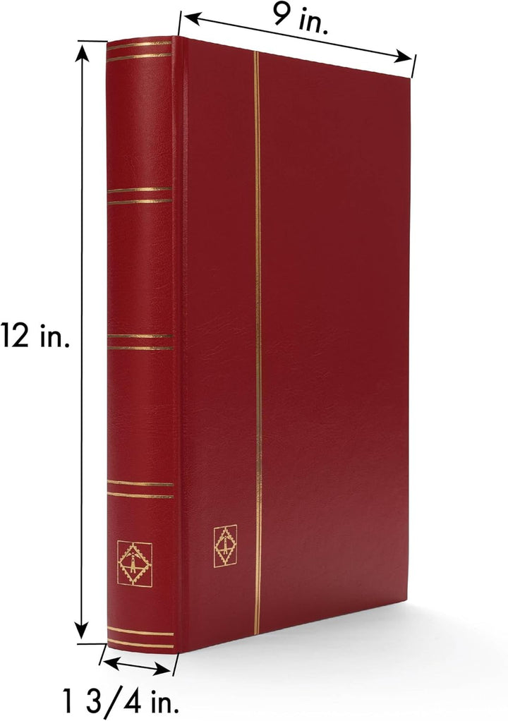 Leuchtturm 316139 Ordner DIN A4, 64 Seiten schwarz, Ledereinband* gepolstert + Aufbewahrungsbox, rot