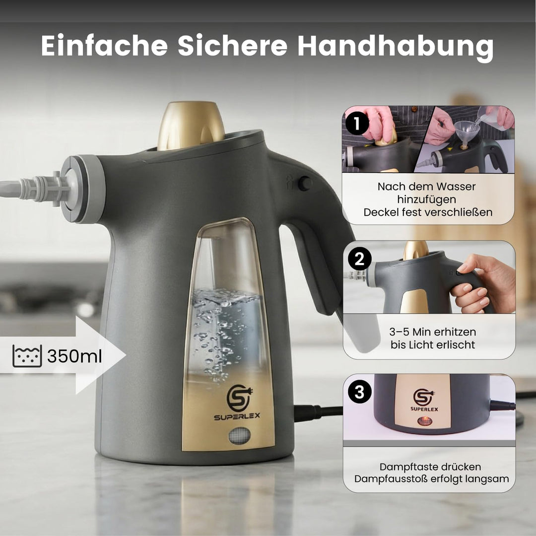 Handdampfreiniger Dampfreiniger Handgerät Steam Cleaner Für Alles 1050W 3,5bar Starker Dampfdruck 35