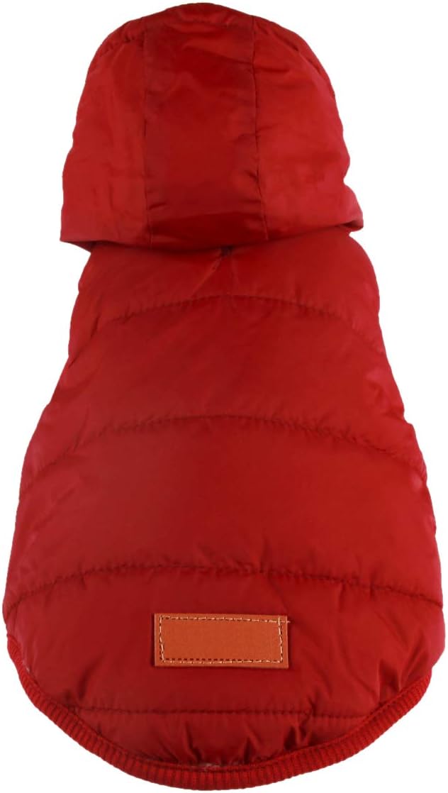 Warmes Fleece Hund Hoodie im Winter, kleine Hundejacke Hundemäntel mit Kapuze (Rot M) Medium (Pack o