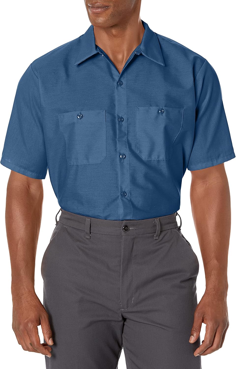 Red Kap Herren Men's Short Sleeve Industrial Work Shirt Work Utility Hemd (1er Pack) M Dunkelblau, M
