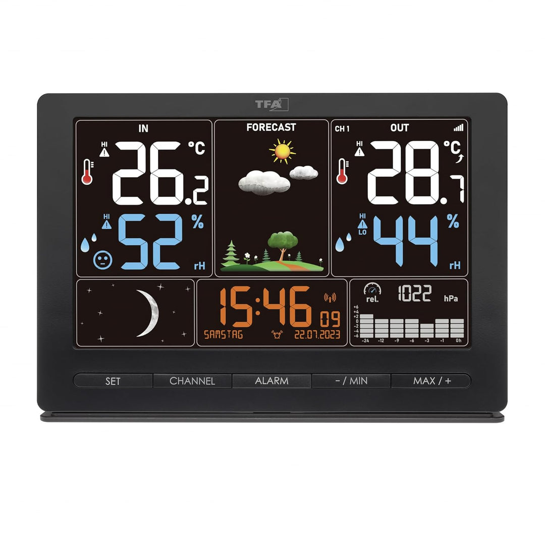 TFA Dostmann Funk-Wetterstation Season 2, 35.1118, mit Aussensender, Wettervorhersage, Farbdisplay,
