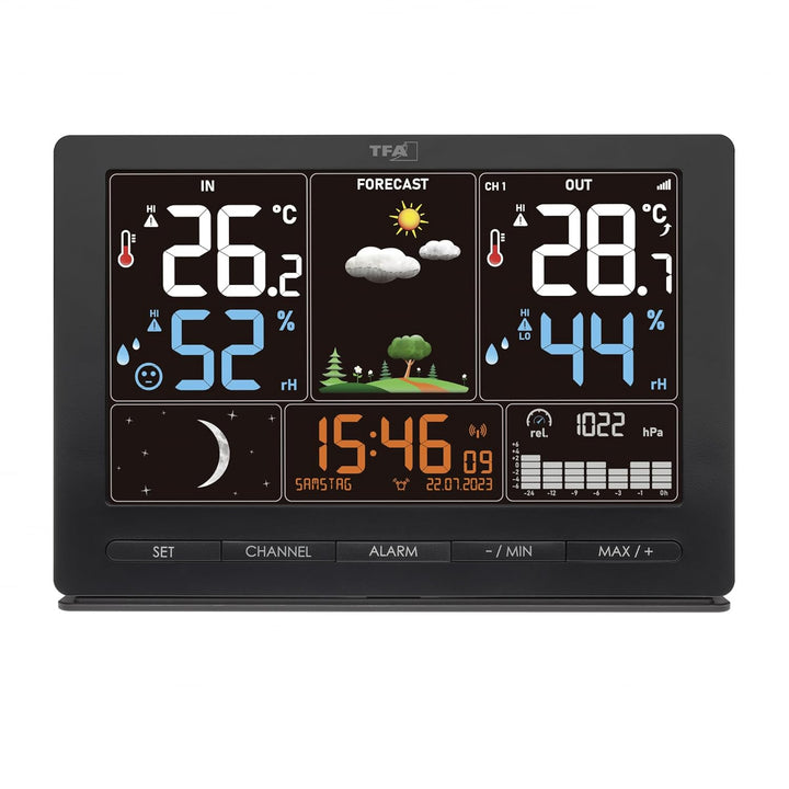 TFA Dostmann Funk-Wetterstation Season 2, 35.1118, mit Aussensender, Wettervorhersage, Farbdisplay,