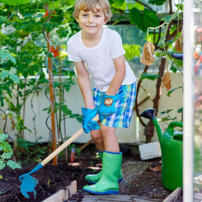 Hortem Kinder Gartengeräte Set 8-teilig, enthalten 4-teilig Kinder Lange Gartengeräte, 3-teilig Klei