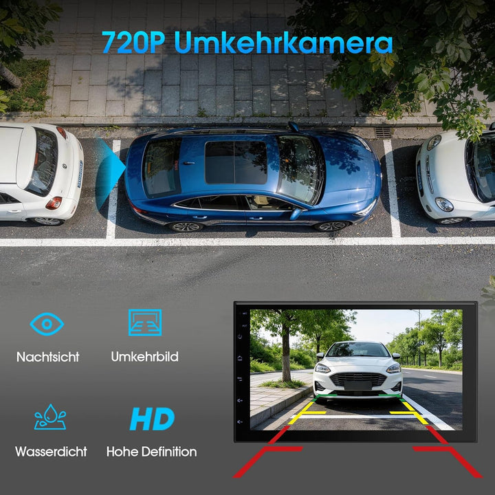 Haudio 2 Din Autoradio mit Wireless CarPlay & Android Auto, 7 Zoll IPS Bildschirm, Mirror Link, GPS,