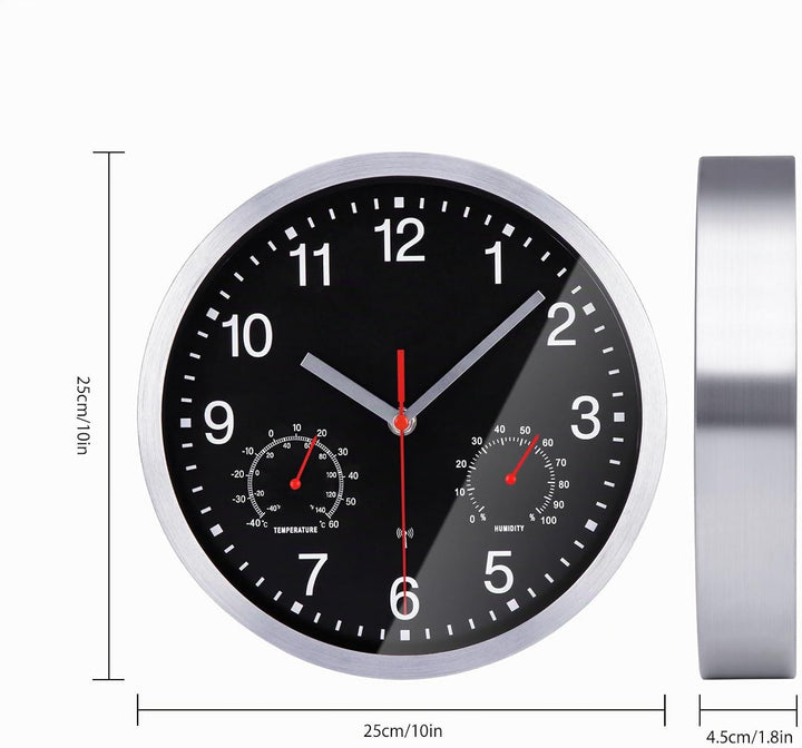 25cm Funkuhr Wanduhr Ohne TickgeräUsche Lautlos Quarz Batterie Betriebene Gross Wanduhr Einfach zu L