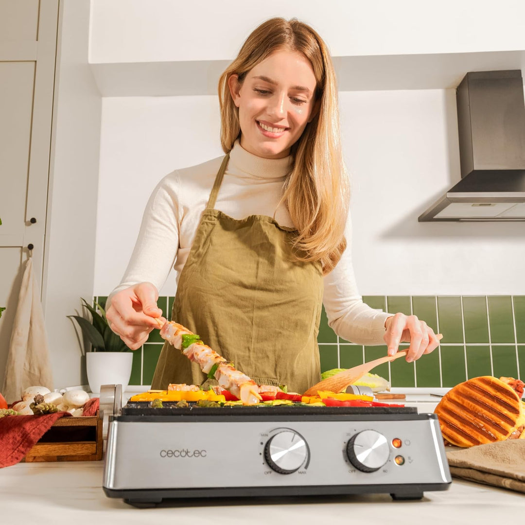 Cecotec Elektrischer Grill Rock'nGrill Blaze, 2400W, RockStone-Beschichtung, Leichte Reinigung, 180°