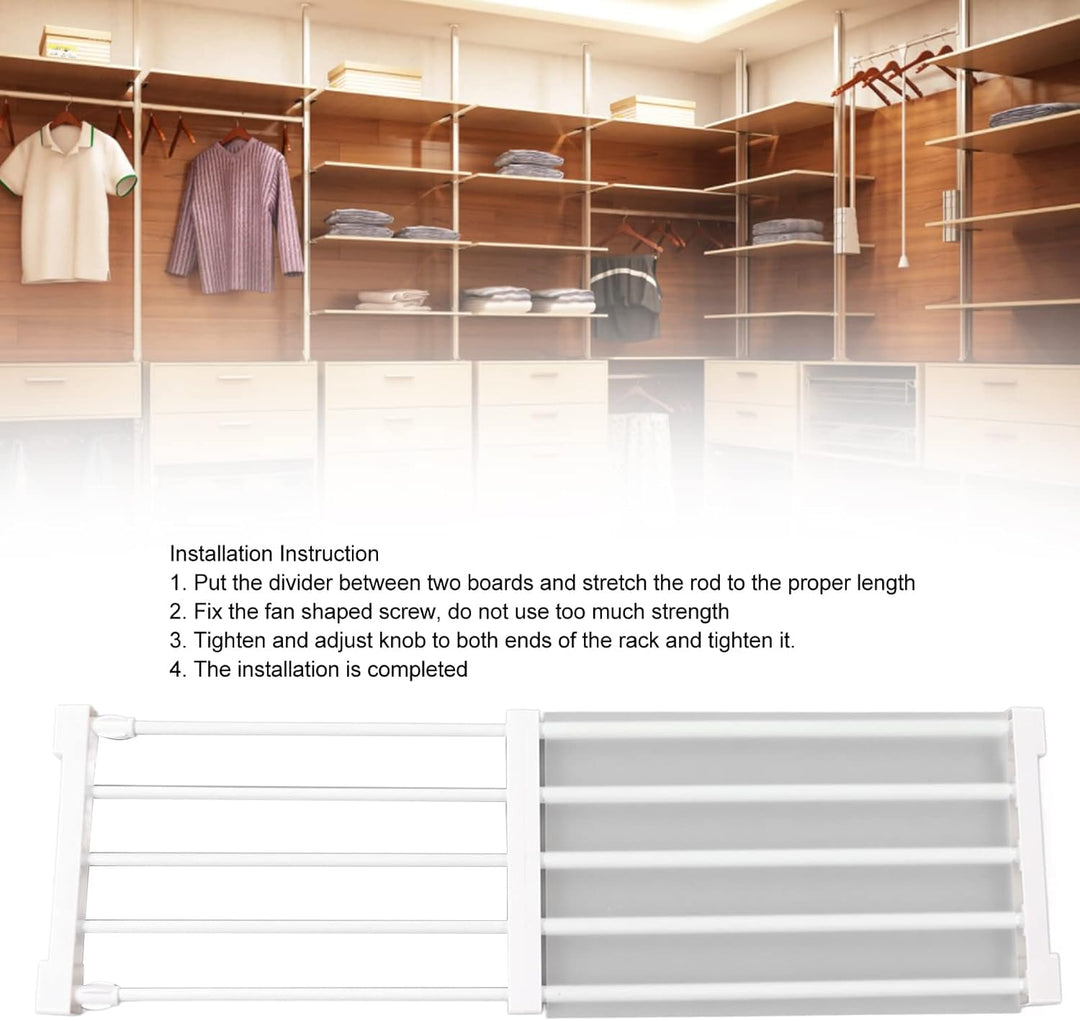 Mumusuki Closet Tension Shelf Rod, Metal Storage Rack Cabinet Organizer DIY Divider Separator Shelfs
