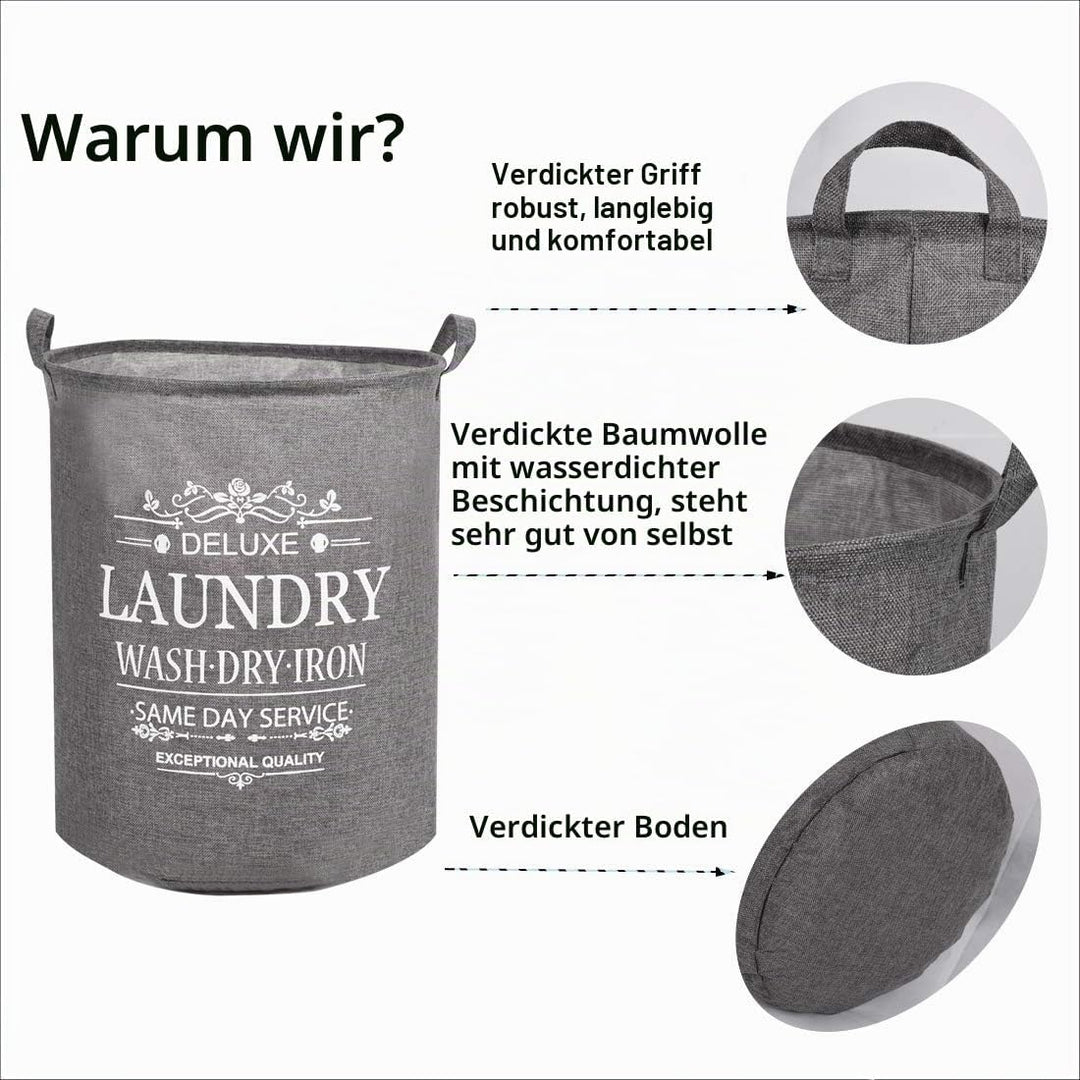 LessMo Wäschekorb, 2er 17.7" Pack Verdickte Faltbarer Runder Wäschesammler mit 2 Wäschesäcke, zusamm