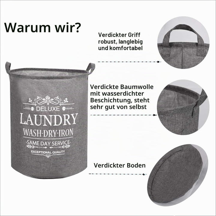 LessMo Wäschekorb, 2er 17.7" Pack Verdickte Faltbarer Runder Wäschesammler mit 2 Wäschesäcke, zusamm