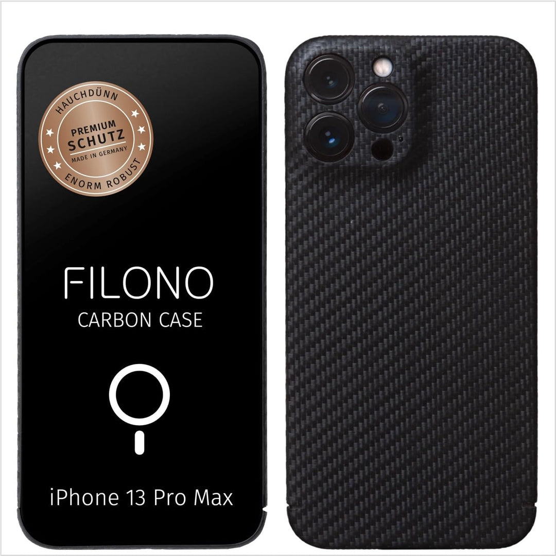 FILONO iPhone 13 Pro Max Carbon Hülle kompatibel mit MagSafe ultradünn iPhone 13 Pro Max CARBON Case