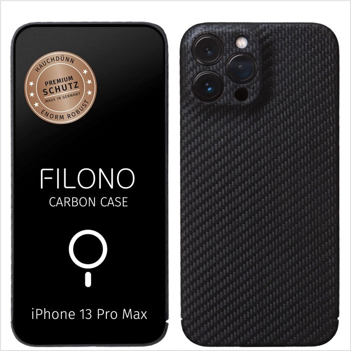 FILONO iPhone 13 Pro Max Carbon Hülle kompatibel mit MagSafe ultradünn iPhone 13 Pro Max CARBON Case