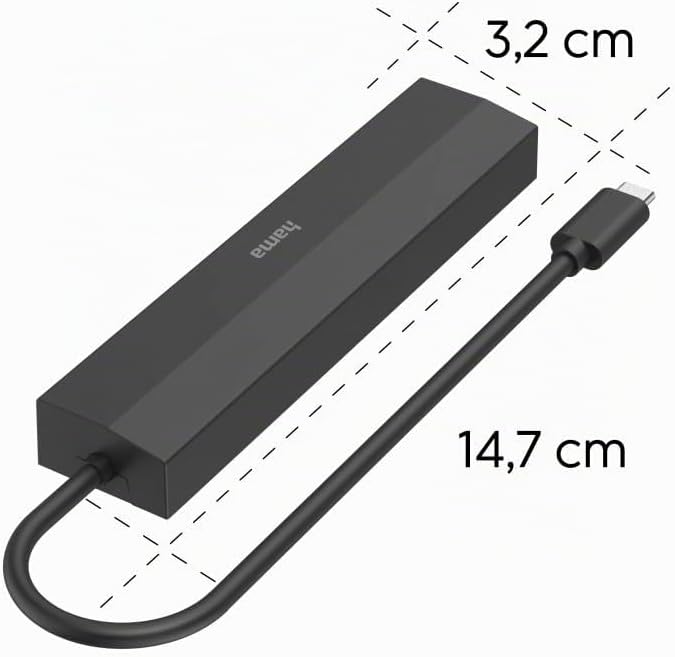 Hama USB-Hub 6 Ports (3X USB-A, USB-C, HDMI, LAN, Ethernet, für Maus, Tastatur, Monitor, Netzwerk et