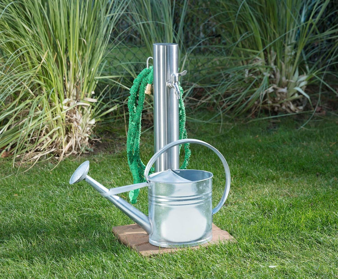 Westfalia Wasserwelten Wasserzapfsäule Edelstahl inklusive Schlauchhalter und 2 Hähne 75 cm