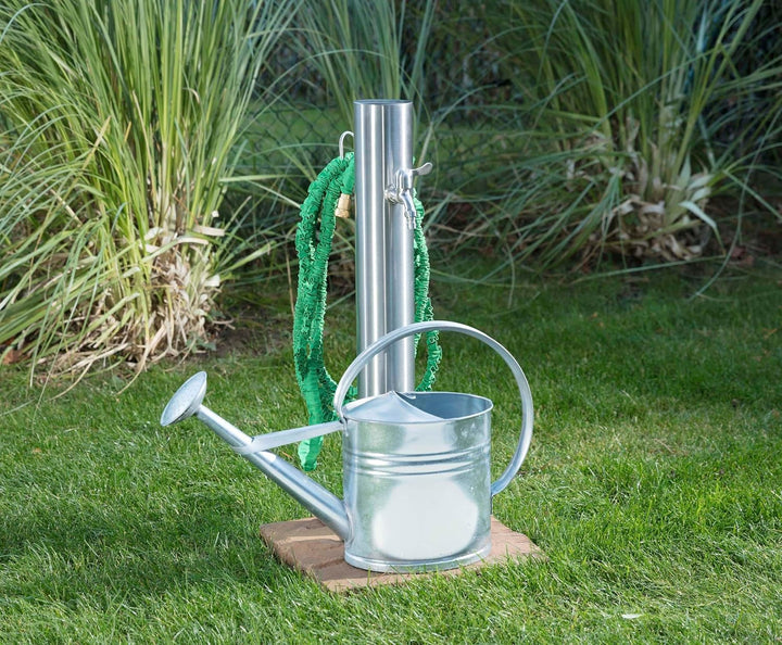 Westfalia Wasserwelten Wasserzapfsäule Edelstahl inklusive Schlauchhalter und 2 Hähne 75 cm