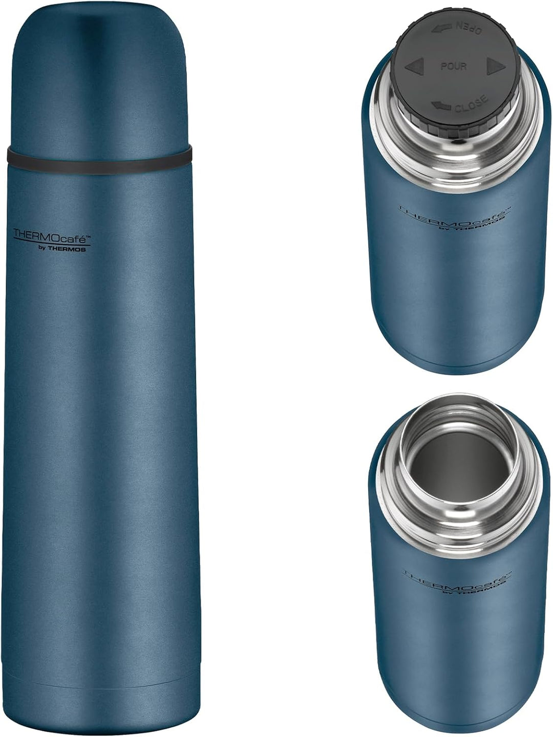 THERMOcafé by THERMOS TC BEVERAGE BOTTLE night blue mat 0,50l, Thermosflasche mit Becher aus Edelsta