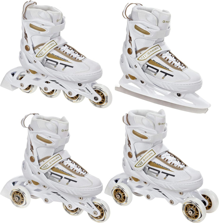 RAVEN Profession 4in1 Inlineskates Triskates Rollschuhe Schlittschuhe Inliner für Kinder und Erwachs