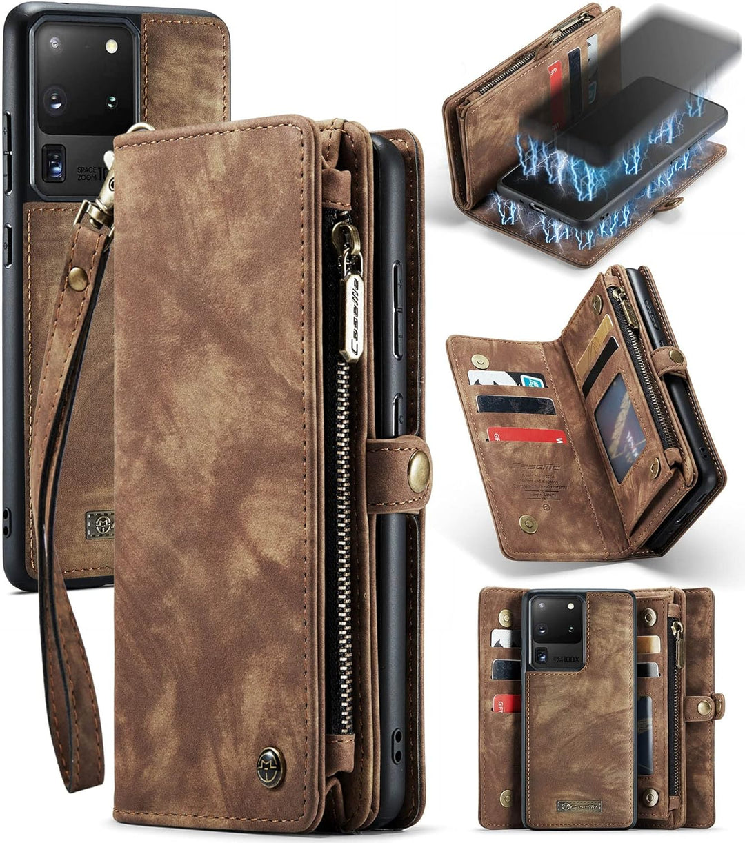 UFinetech 2-in-1 Samsung Galaxy S20 Ultra Hülle Tasche Leder TPU Abnehmbar Handy Flip Magnetisch Kar