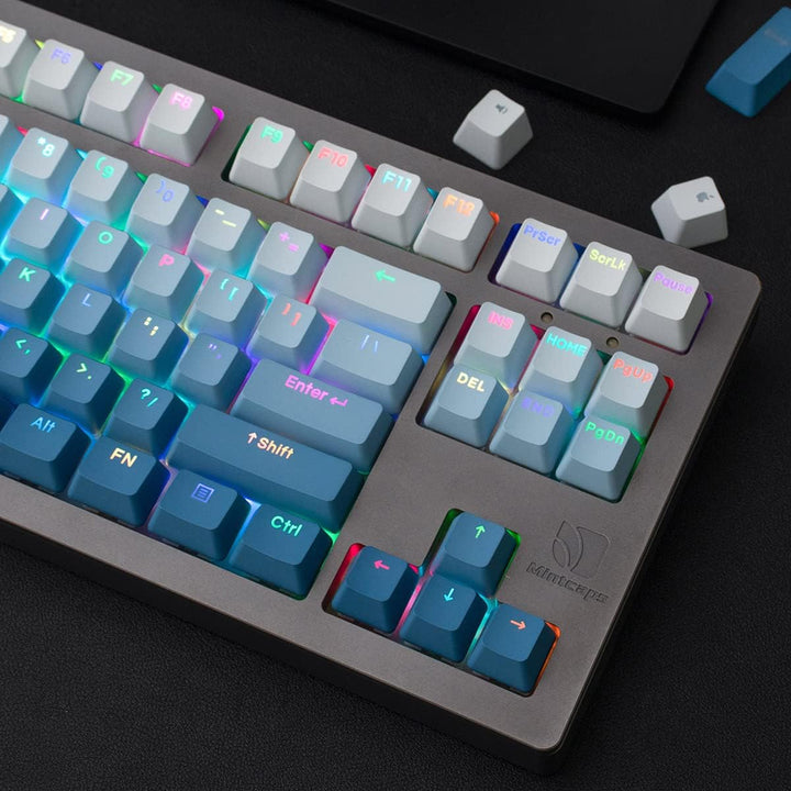 123 Tasten Double Shot PBT Tastenkappen OEM Profil Gradient Blue Backlit Keycaps für 61/87/104/108 C