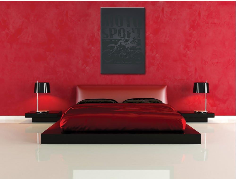 Pixxprint Motor-Sport Black Bild auf Leinwand, XXL riesige Bilder fertig gerahmt mit Keilrahmen, Kun