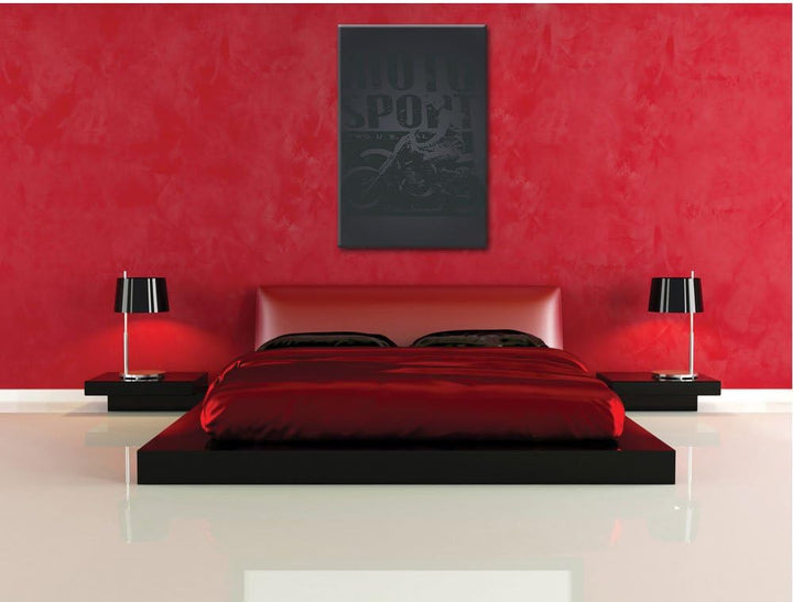 Pixxprint Motor-Sport Black Bild auf Leinwand, XXL riesige Bilder fertig gerahmt mit Keilrahmen, Kun