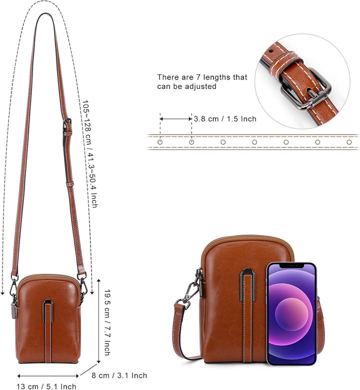 HUA ANGEL UmhäNgetasche Handy Mit GeldböRse Echtleder Leicht Kleine Handtasche Mini Schultertasche B