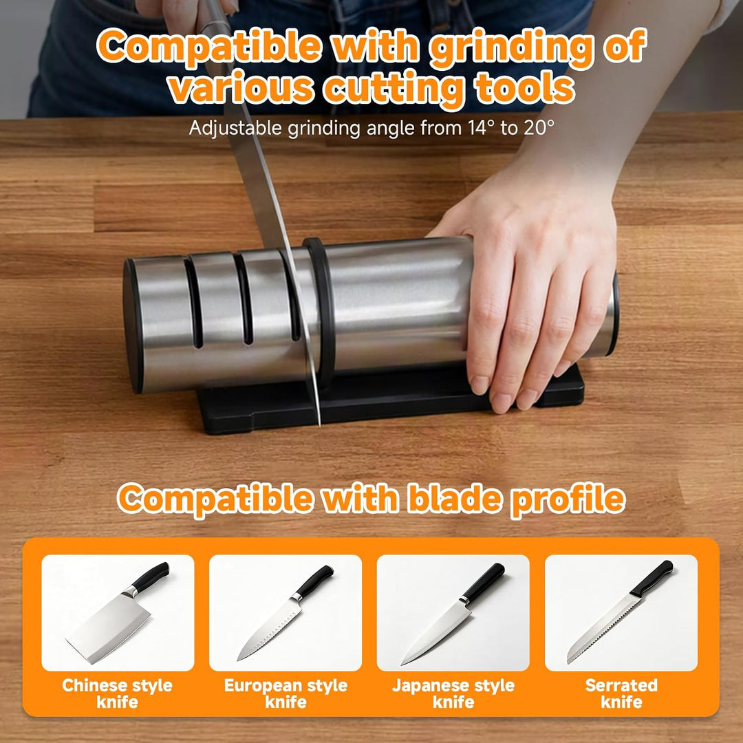 Diamant Messerschärfer Profi, Rutschfester Knife Sharpener, mit Rollschleifer-Technologie, Sicherer