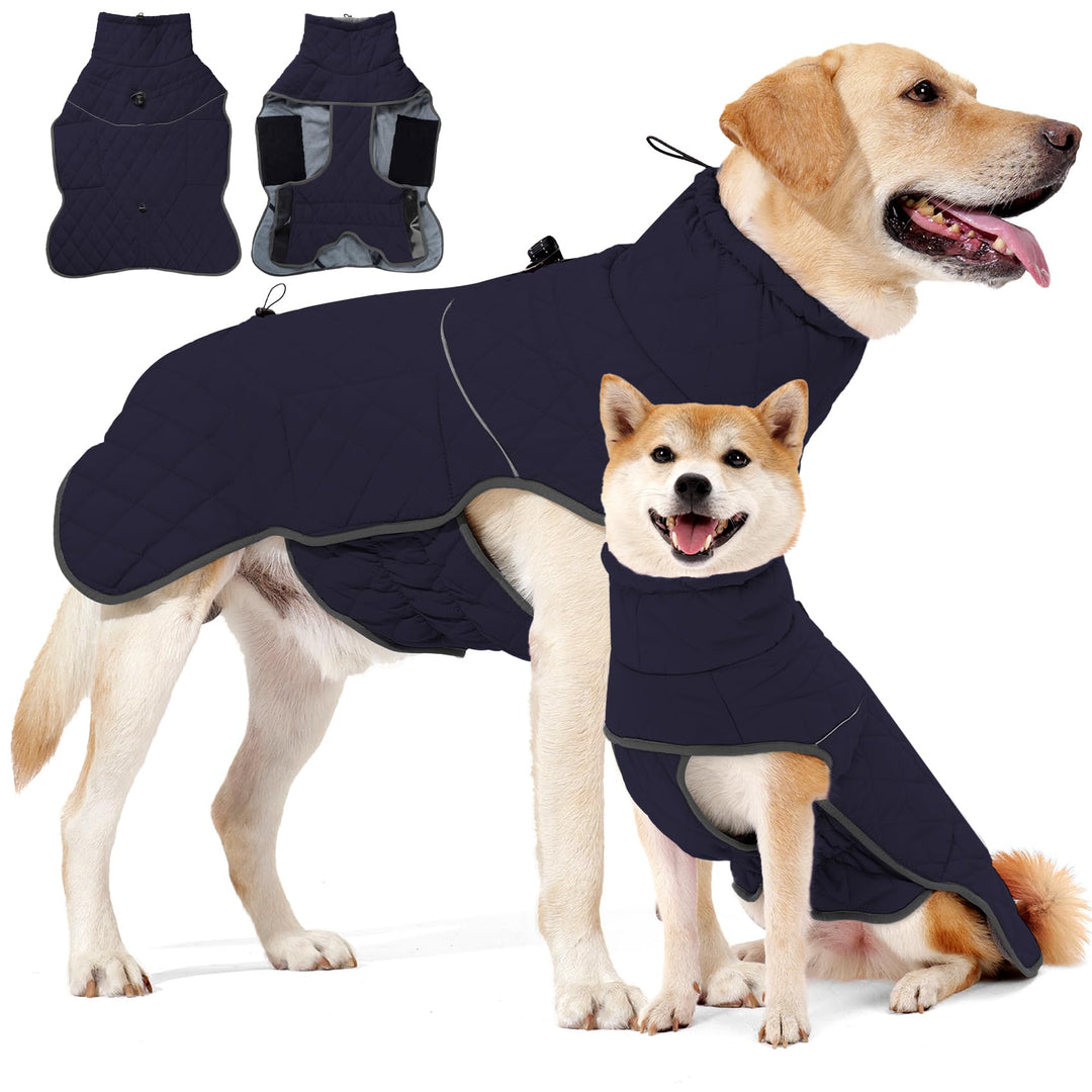 HEYWEAN Hundemantel Winter Wasserdicht Hundejacke mit D-Ring Warm Mantel Hund Fleece Hundepullover R