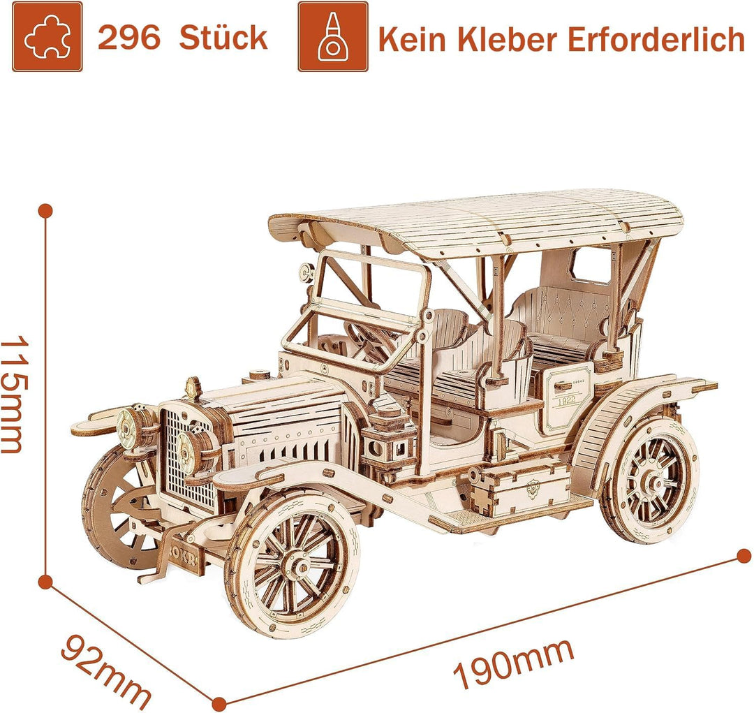 ROKR 3D Puzzle Holzpuzzle Modellbau Car Holzbausatz Holzmodelle Bausätze Erwachsene Oldtimer, Vintag