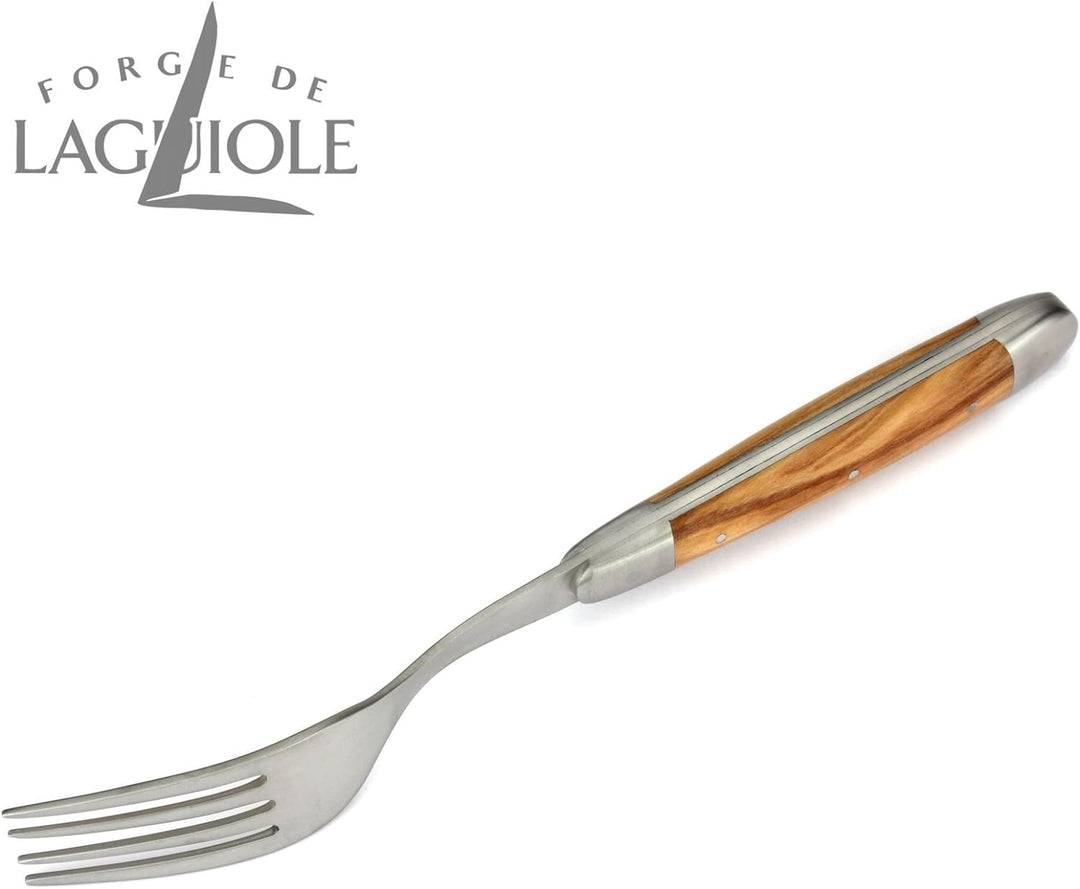Forge de Laguiole - Steakmesser und Gabel je 1x im Set - Griff Olivenholz - Besteck Frankreich - Sta