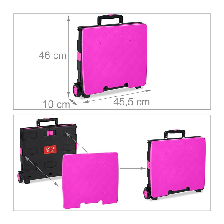 Relaxdays Einkaufstrolley, Klapptrolley mit Rollen & Deckel, Teleskopgriff, bis 35 kg, Faltbarer Tro