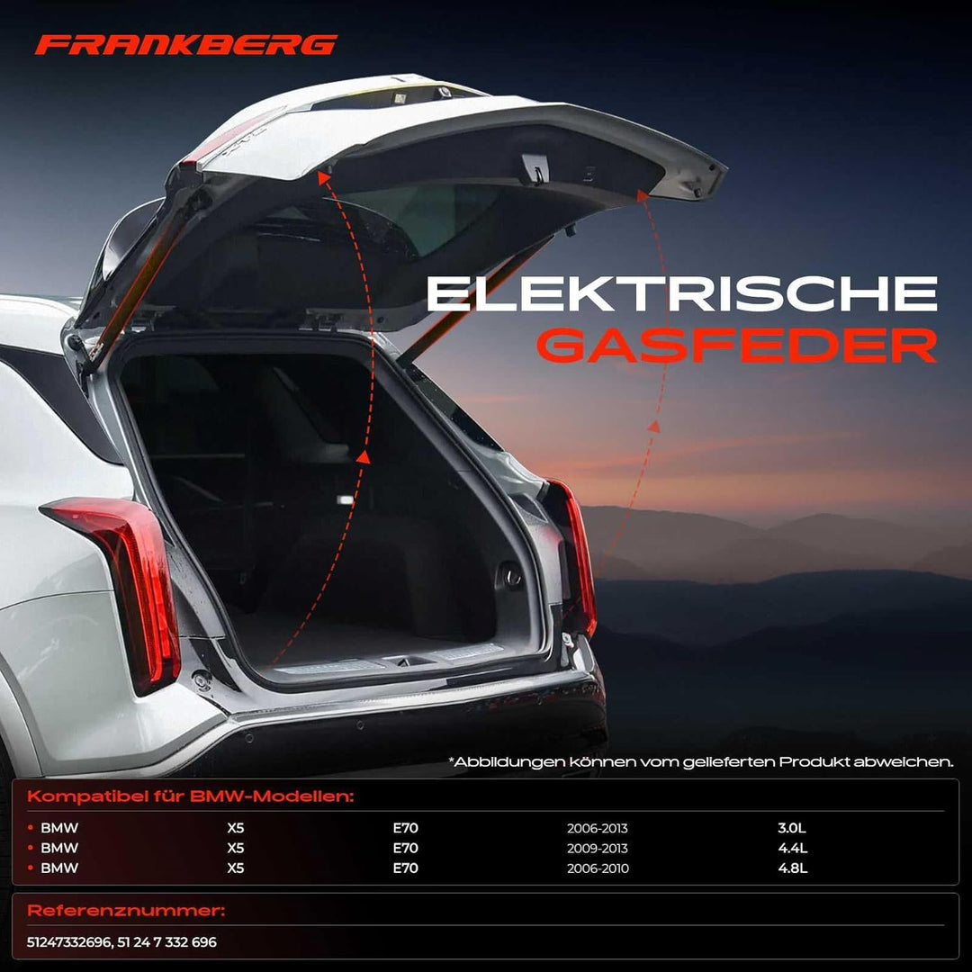 Frankberg 1x Elektrische Gasfeder Gasdruckfeder Heckklappe Rechts Kompatibel mit X5 E70 X5 E70 3.0 4