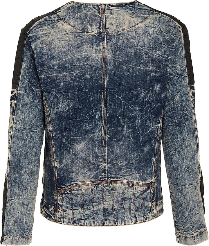 Cipo & Baxx Herren Jeans Jacke Leder Batches Übergangsjacke Biker Used Jacket Kunstlederoptik CJ135