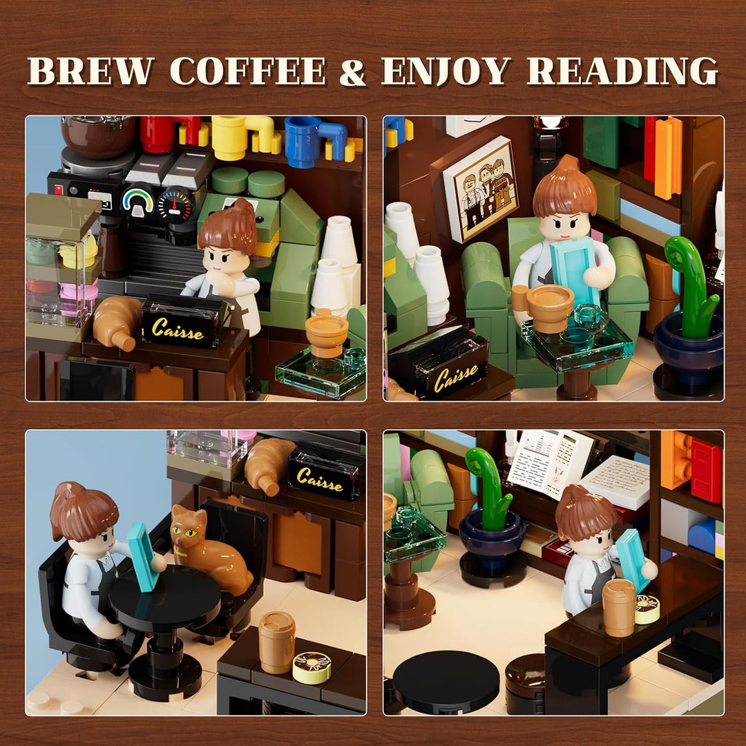 Lumibricks Book-Café Beleuchtetes Klemmbaustein-Set | Lumibricks Book-Café Beleuchtetes Klemmbaustei