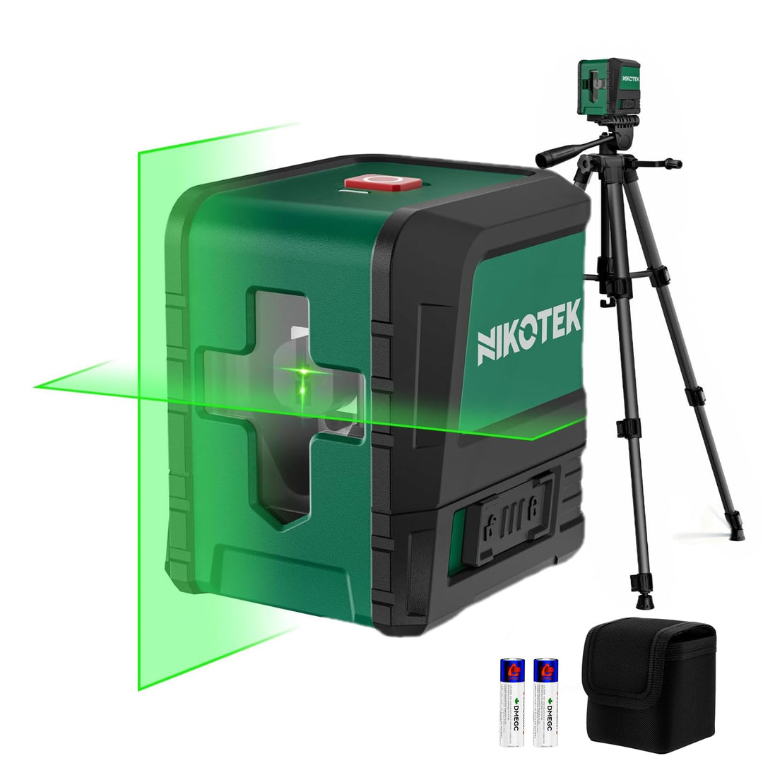 Laser Wasserwaage mit 1,2m-Stativ, Nikotek Selbstnivellierende GrüneKreuzlinienlaser, Horizontale un