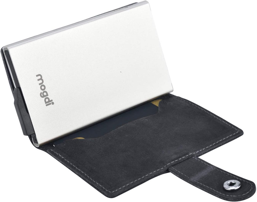 mogdi Mini Black Premium Herren Portmonee RFID Schutz Kartenetui Business Geldbörse feinstes A++ Ech