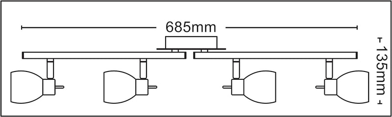 Trango 4-flammig 1008 LED Deckenstrahler *ISLA* Deckenleuchte mit Glaslampenschirm in Chrom-Optik, D