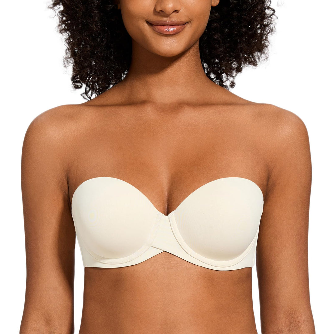 MELENECA Damen Push-Up Trägerlos BH - Bügel BH mit geformte Cups 70C Gebrochenes Weiss, 70C Gebroche