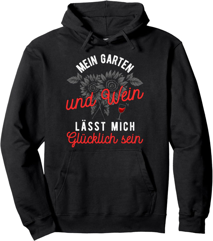 Garten Sonnenblume Weinglas Wein Frau Gärtnerin Ruhestand Pullover Hoodie